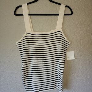 Beach Lunch Lounge Striped Black and Cream Women's Top
